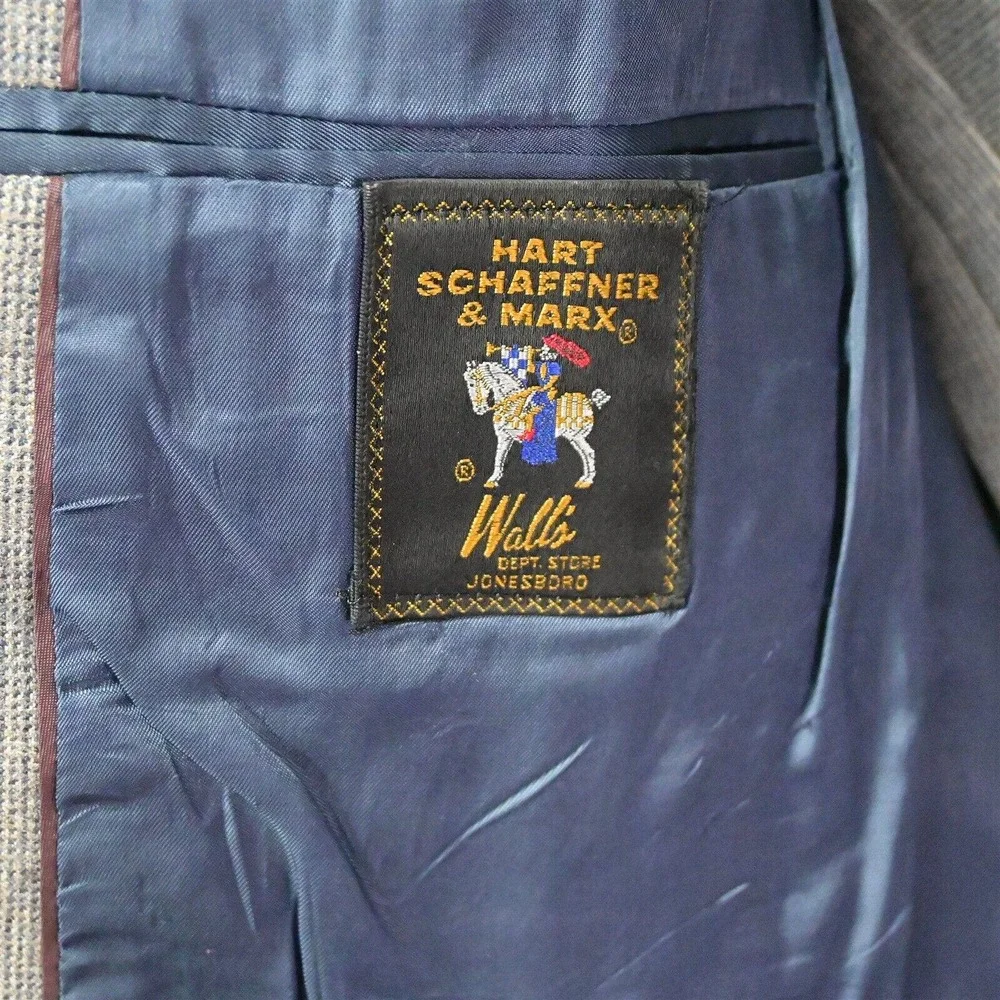 Hart Schaffner Marx 42L Gray Woven 2 Button Blazer Jacket‎ Sport Coat